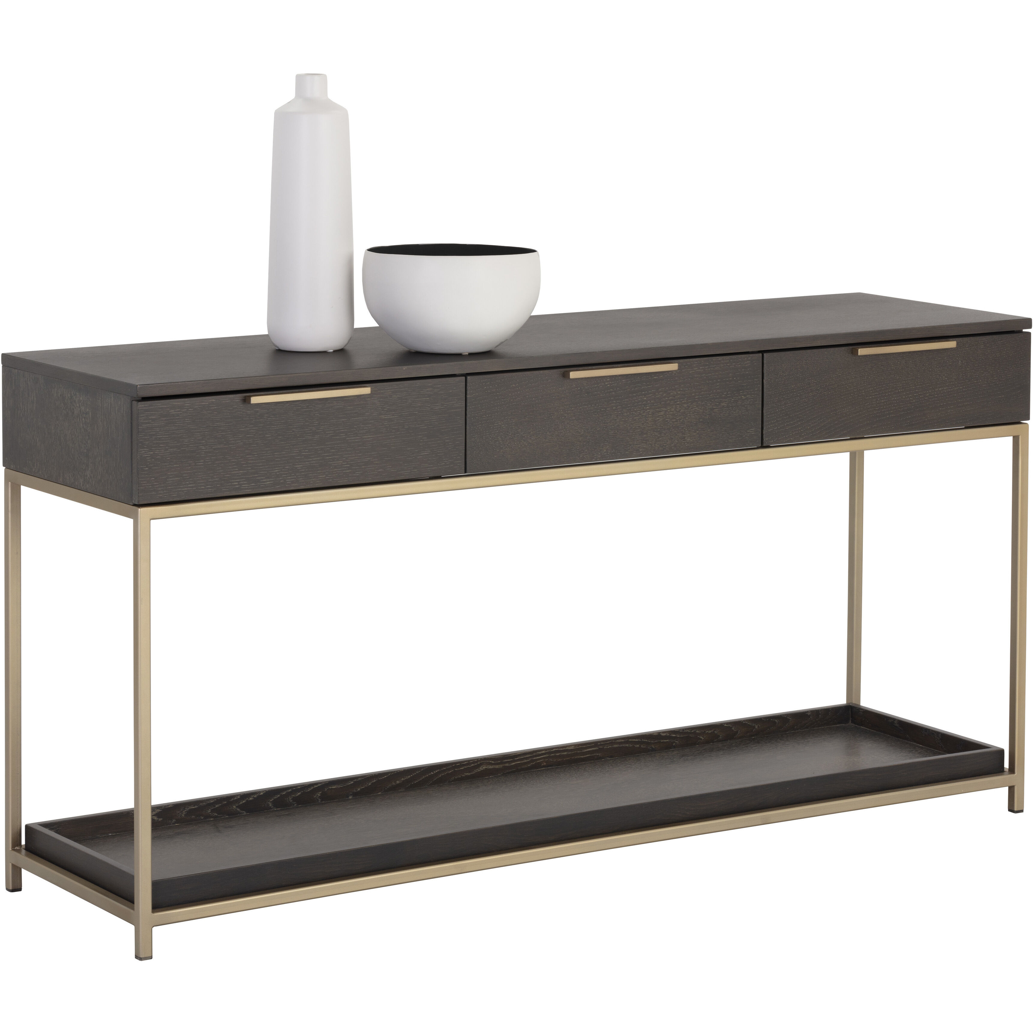 Rebel 63 X 17.75 inch Gold / Charcoal Grey Console Table with Drawers